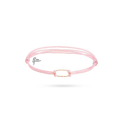 دستبند طلا طرح بیضی تراش نخی لمه صورتی روشن-گالری شیدا مجد