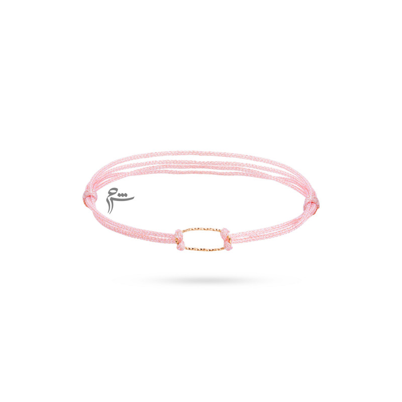 دستبند طلا طرح بیضی تراش نخی لمه صورتی روشن-گالری شیدا مجد