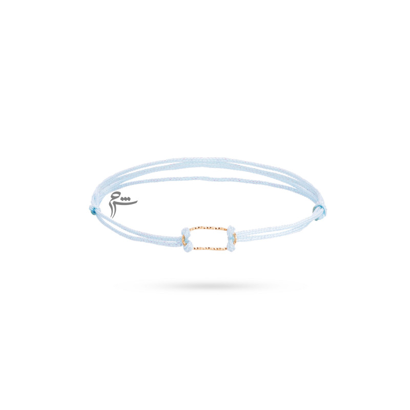 دستبند طلا طرح بیضی تراش نخی لمه آبی روشن-گالری شیدا مجد