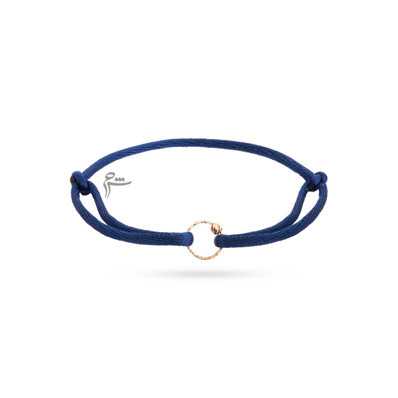 دستبند طلا طرح آلبرتا نخی ابریشم سورمه ای