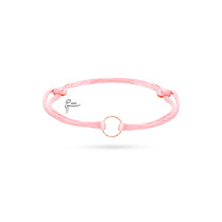 دستبند طلا طرح حلقه تراش نخی ابریشم صورتی-گالری شیدا مجد