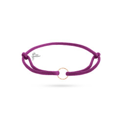 دستبند طلا طرح حلقه تراش نخی ابریشم بنفش