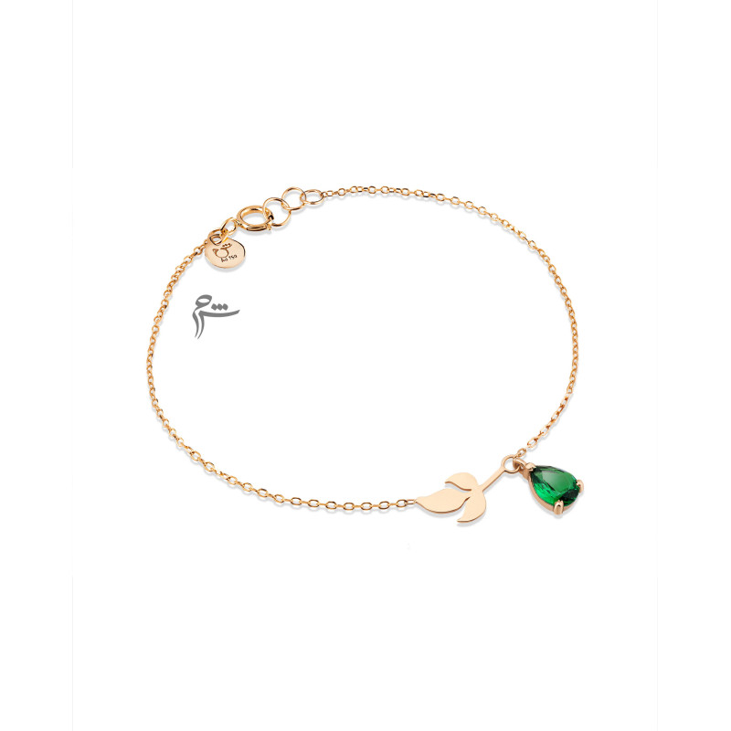 دستبند طلا طرح برگ سبز-گالری شیدا مجد