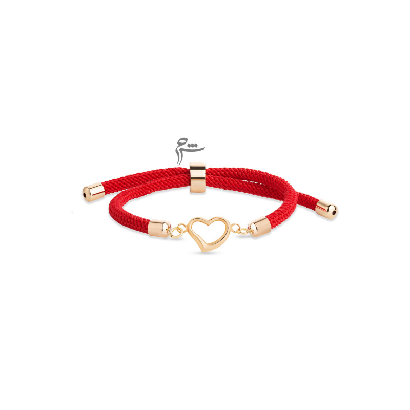 دستبند قلب کج توخالی بندی قرمز-گالری شیدا مجد