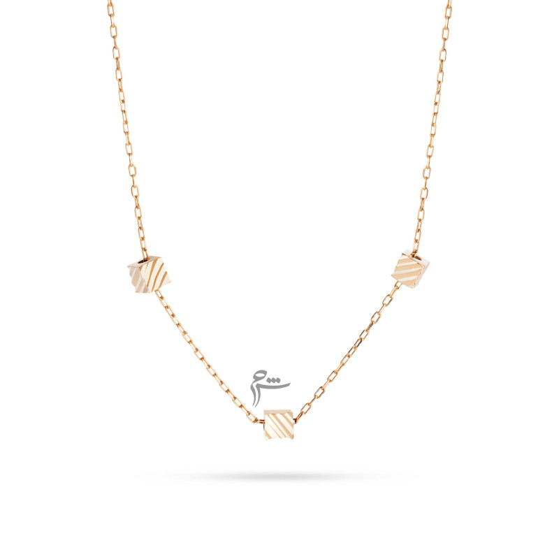 گردنبند طلا طرح 3 مکعب تراشدار-گالری شیدا مجد