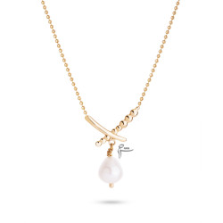 گردنبند طلا طرح ضربدری گوارسه و مروارید-گالری شیدا مجد