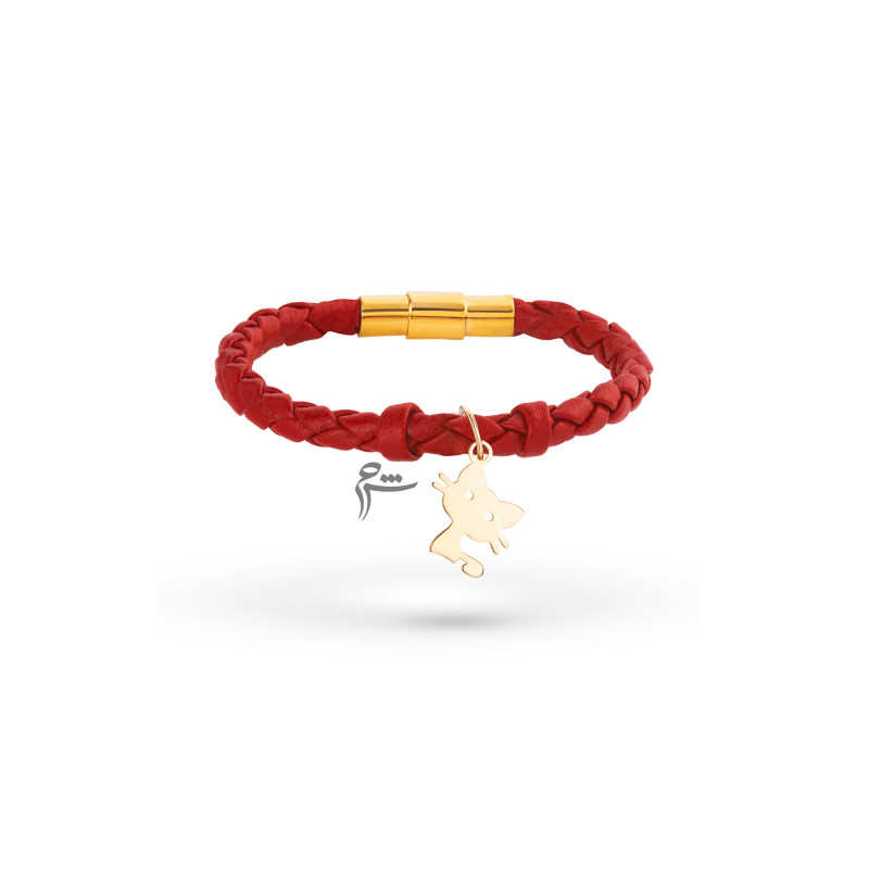 کودک دستبند گربه چرم قرمز-گالری شیدا مجد