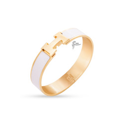 دستبند بنگل هرمس میناکاری سفید-گالری شیدا مجد