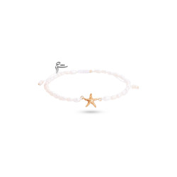 دستبند طلا طرح ستاره دریایی و مروارید ریز-گالری شیدا مجد