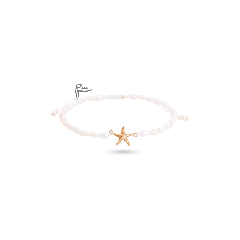 دستبند طلا طرح ستاره دریایی و مروارید ریز-گالری شیدا مجد