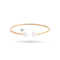 دستبند بنگل طلا طرح پیچک مروارید-گالری شیدا مجد