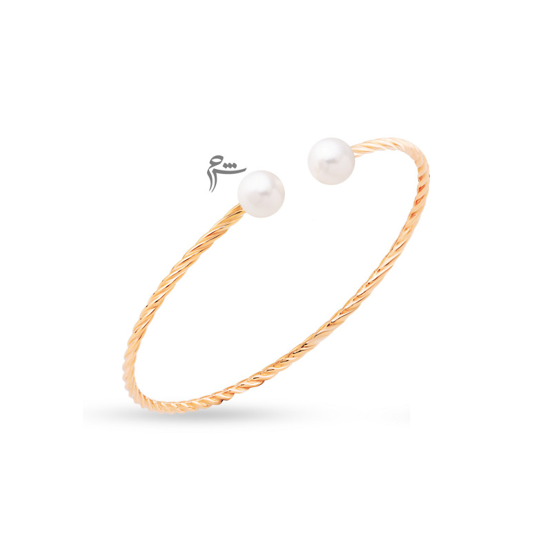 دستبند بنگل طلا طرح پیچک مروارید-گالری شیدا مجد