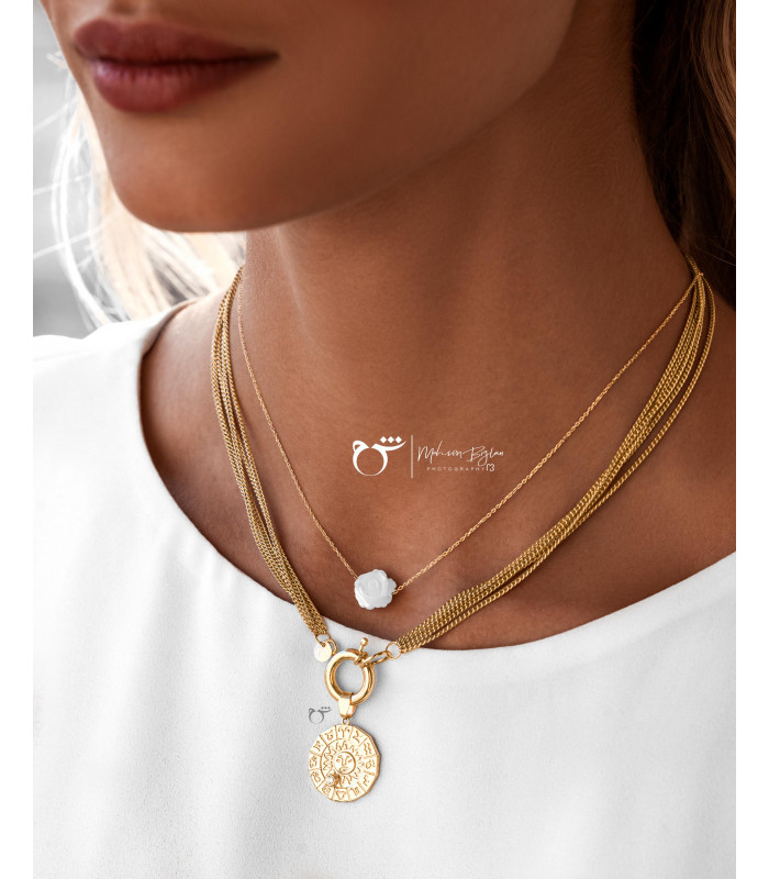 گردنبند چوکر صدف رز سفید - گالری شیدا مجد