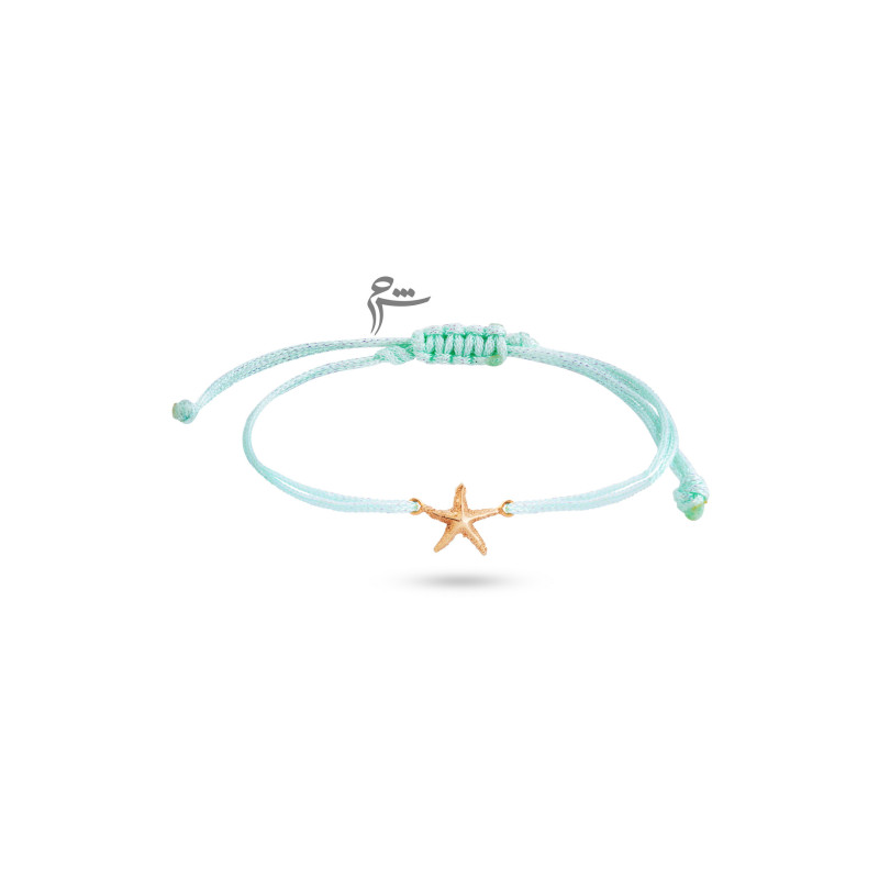 دستبند ستاره دریایی نخی لمه سبز روشن-گالری شیدا مجد