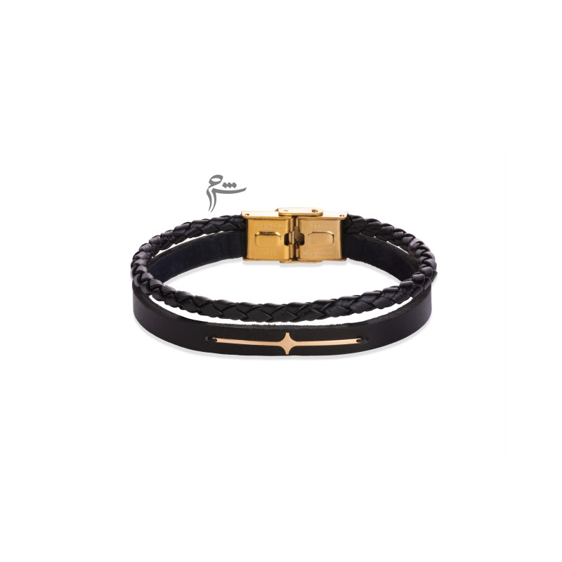 مردانه دستبند زحل چرم سورمه ای-گالری شیدا مجد