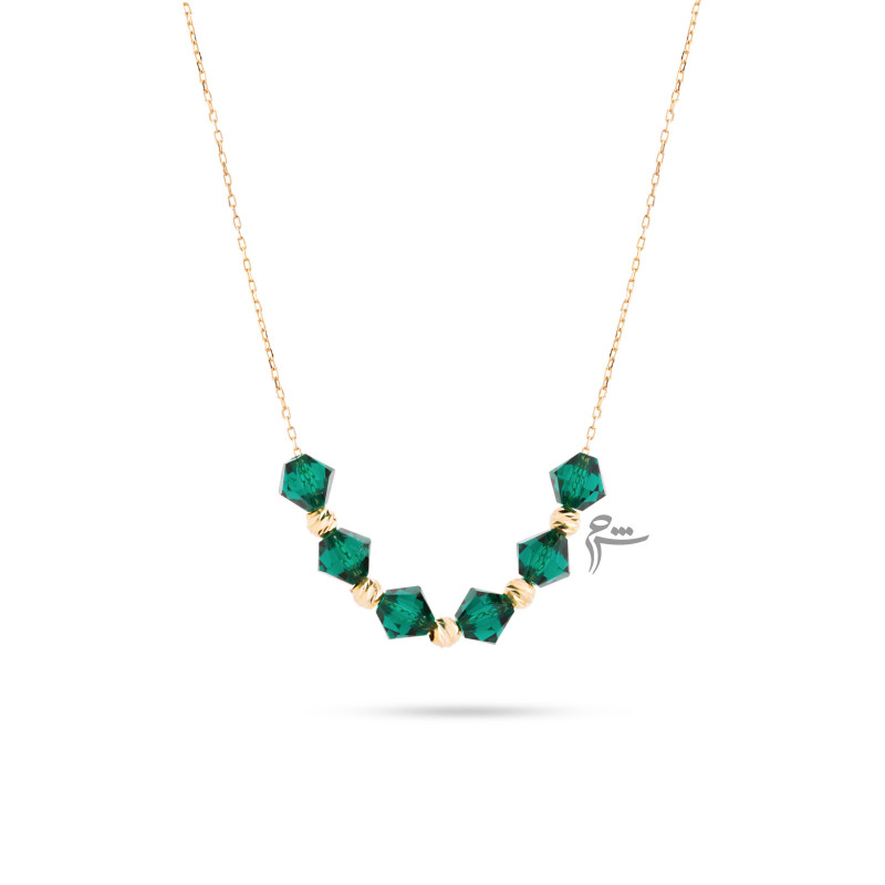 گردنبند طلا طرح کریستال سبز_گالری طلا شیدا مجد