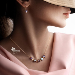 گوشواره حلقه ای طلا طرح مروارید کبود