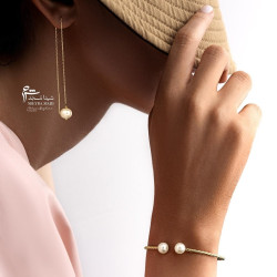 دستبند بنگل طلا طرح پیچک مروارید