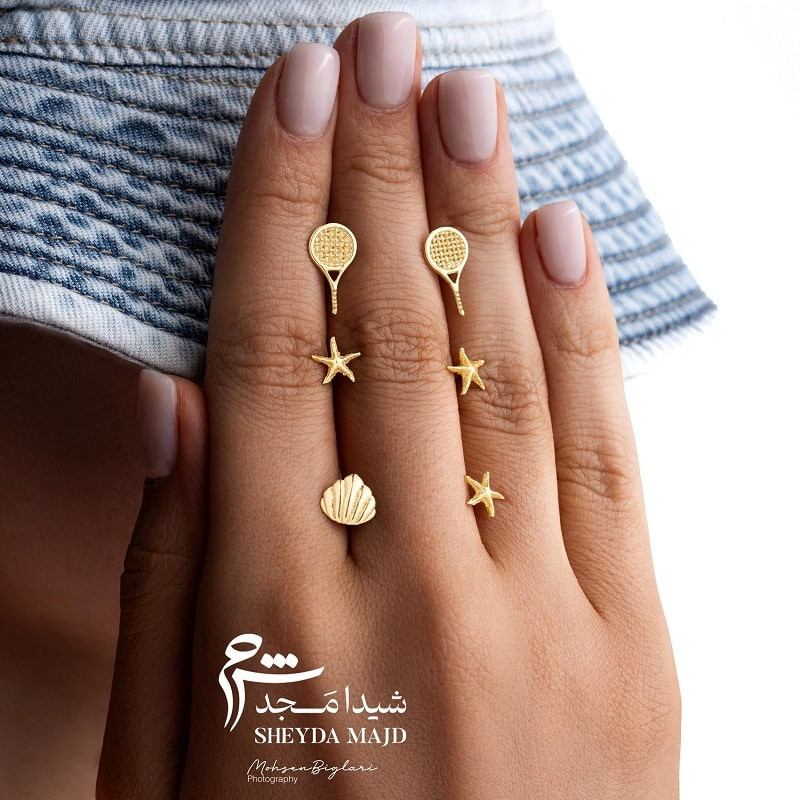 گوشواره طلا طرح راکت تنیس