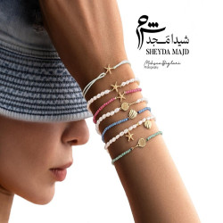 دستبند صدف و سواروسکی آبی