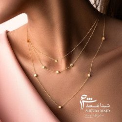 گردنبند طلا طرح 3 مکعب تراشدار