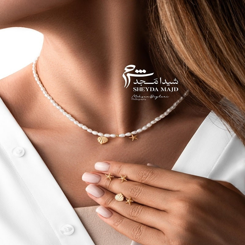 گردنبند طلا طرح صدف و ستاره دریایی باروک ریز-گالری شیدا مجد
