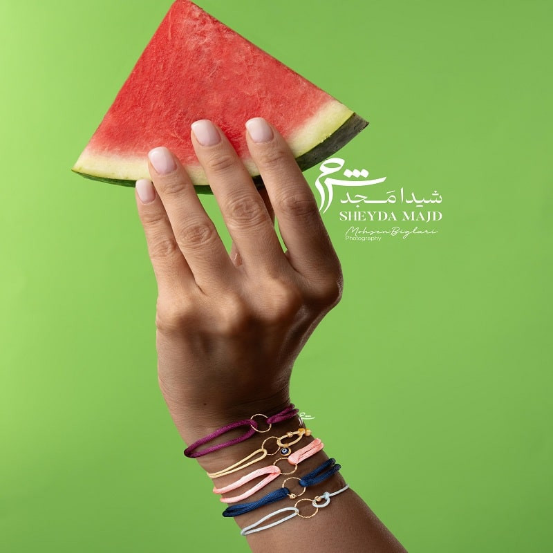 دستبند طلا طرح حلقه تراش نخی ابریشم صورتی