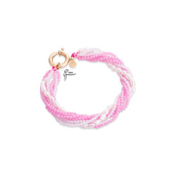 دستبند طلا طرح رز صورتی