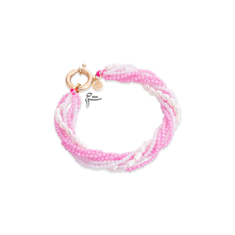 دستبند طلا طرح رز صورتی