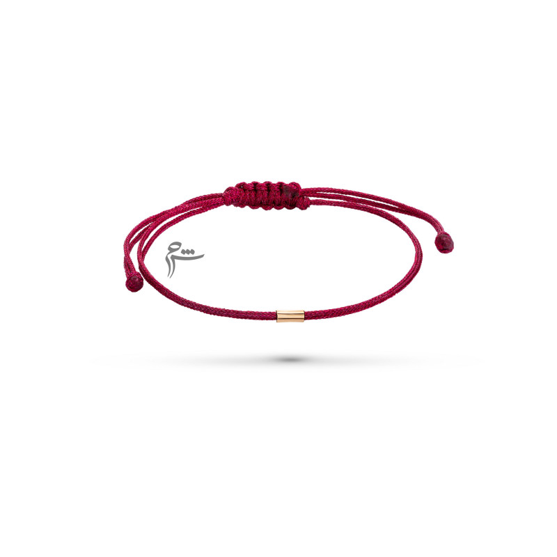 دستبند طلا طرح استوانه نخی لمه سرخابی