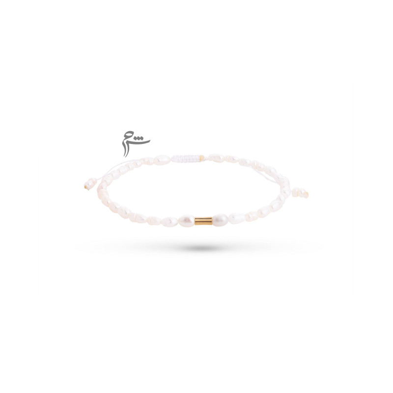 دستبند طلا طرح استوانه مروارید ریز