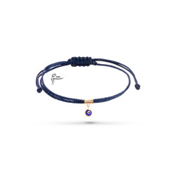 دستبند طلا طرح استوانه چشم نظر نخی لمه سورمه ای-گالری طلای شیدا مجد