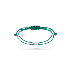 دستبند طلا طرح تک نگین نخی لمه سبز