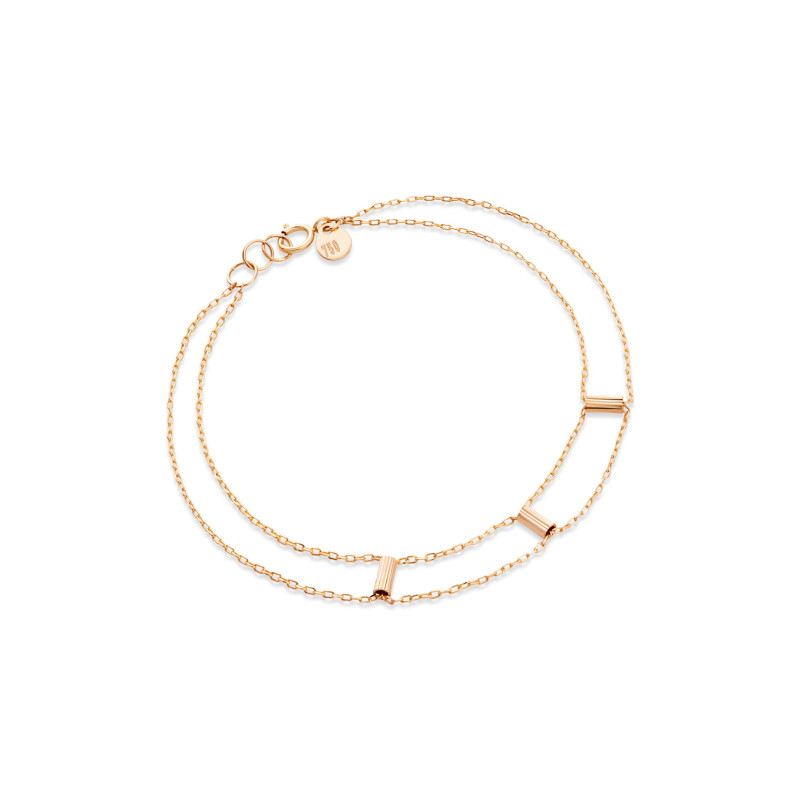 دستبند طلا طرح استوانه دوبل زنجیری