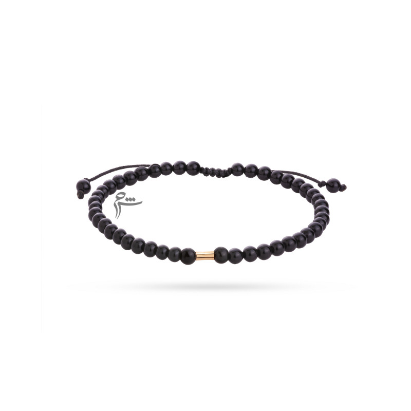 دستبند مردانه طلا طرح استوانه اونیکس ریز براق