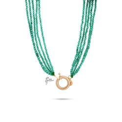 گردنبند طلا طرح قفل مدبر سواروسکی سبز شیدایی