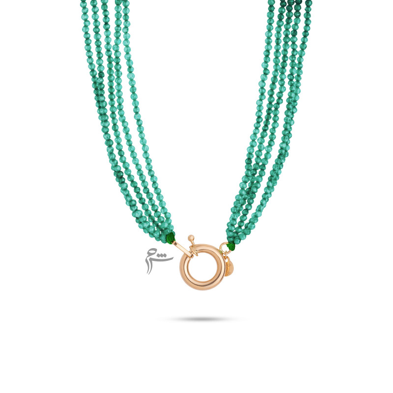 گردنبند طلا طرح قفل مدبر سواروسکی سبز شیدایی