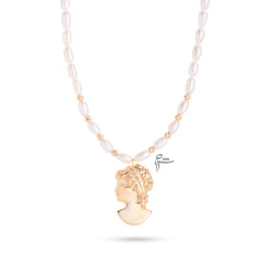 گردنبند طلا طرح ملکه البرنارد و مروارید ریز