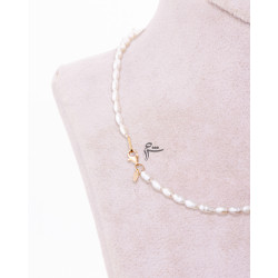 گردنبند طلا طرح ملکه البرنارد و مروارید ریز-گالری طلای شیدا مجد