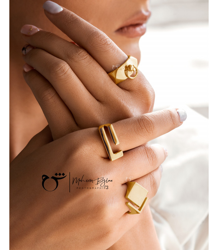 انگشتر دوبل مربع-گالری شیدا مجد