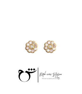 گوشواره میخی طلا طرح فلاور بزرگ