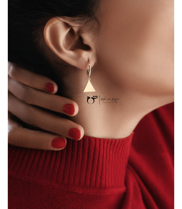 گوشواره حلقه ای طلا طرح مثلث پر و خالی-گالری شیدا مجد