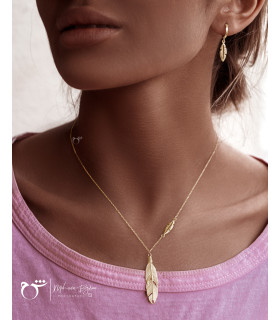 گوشواره حلقه ای طلا طرح پر- گالری شیدا مجد