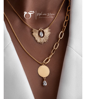 گردنبند لینک و کارتیه 40 سکه اشک زیرکن-گالری شیدا مجد