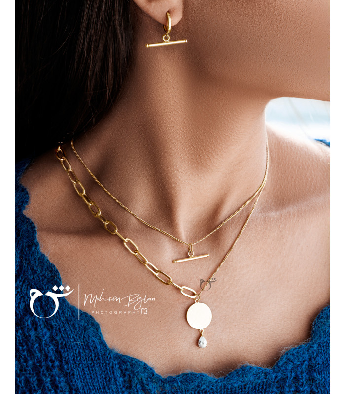 گردنبند لینک و کارتیه 40 سکه اشک زیرکن-گالری شیدا مجد